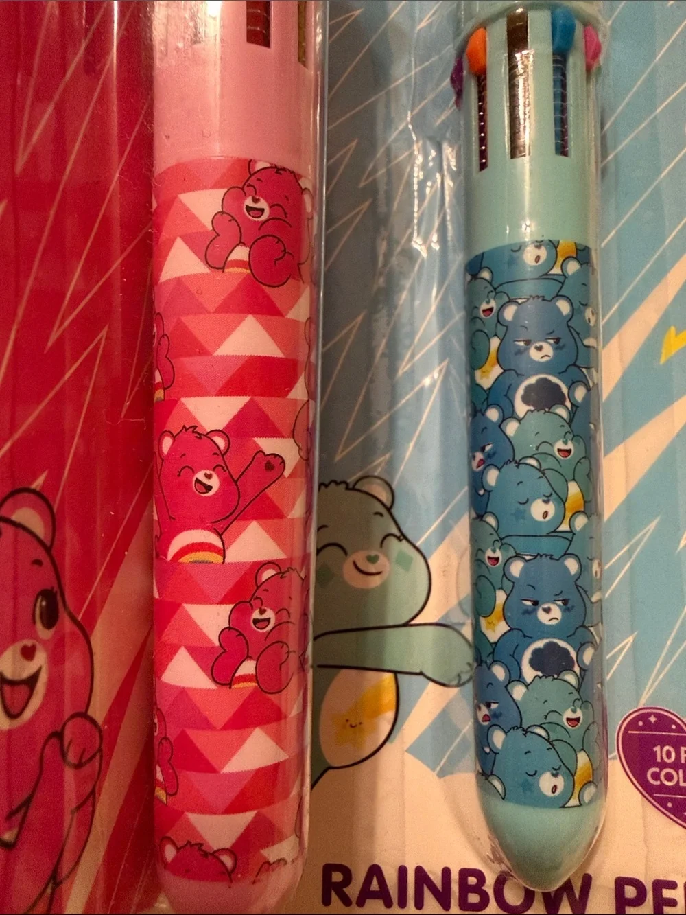 Care Bears Rainbow Multi-Color Pens Cheer Bear Grumpy Bear Pink Blue 10 inks YAY